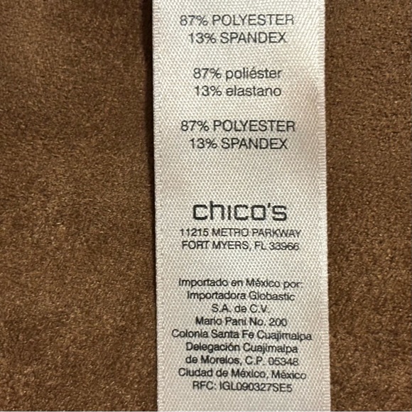 Chico’s Open front Jacket gold metal embellished (Med) 2 suede feel LIKE NEW - Picture 7 of 12